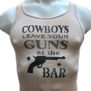 ⚡️Cowboys Leave Your Guns At The Bar parody gift soft graffiti tank top S UNISEX